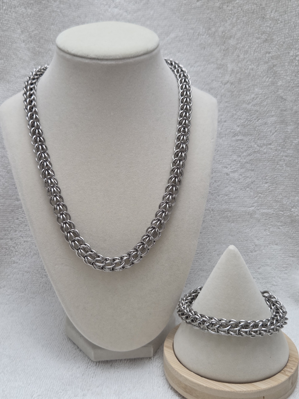 Stainless Steel Chainmail Necklace and Bracelet Set